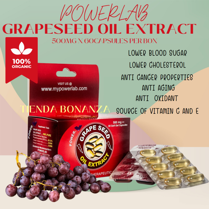 powerlab grapeseed original oil extract supplement vitamins 500mg