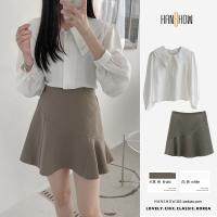 COD DSFGERTGYERE Autumn Winter Suit Double Layer Collar Long-sleeved Shirt Ruffled Mini Skirt Temperament Female Two-piece Sets