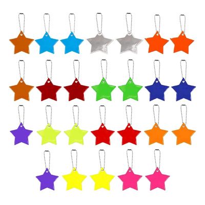 26 Pieces Childrens Safety Reflector Pendant,Star Safety Reflector for School Bag,Backpack,Cycling,Walking,Running