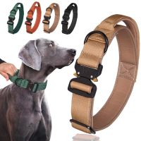 New Adjustable Tactical Dog Collar Nylon Durable With Handle For Medium Large Dogs German Shepherd Walking Training Accessories