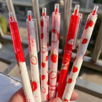 6 pcs /lot Sweet Strawberry Press Gel Pen Rollerball Pen 0.5mm black