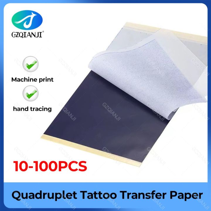 10 100pcs Tattoo Transfer Paper Spirit Master Tattoo Stencil Copier Carbon Thermal Paper Leaves 8243