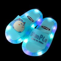 Footwear Luminous Jelly Summer Childrens LED Slipper Girls Slippers PVC Non-slip Beach Sandals Kids Home Bathroom Blue