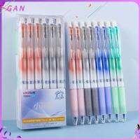 GAN 12PCS สามารถลบได้ ปากกาเจล พับเก็บได้ หมึกสีดำ ปากกา0.5มม. เครื่องใช้ในสำนักงาน กับยางลบ