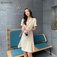 Dress Women Summer Clothing S-3XL Buttons Korean Style Solid Basic Tender Office Ladies Elegant Design New Female Cozy Fashion