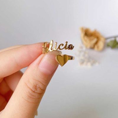 Custom 1-3 Names Women Adjustable Ring Personalised Stainless Steel Open Ring Jewelry Memorial Day Gift Anillos Acero Inoxidable
