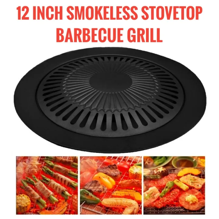 12Inch Smokeless Stovetop Barbecue Grill Korean Barbecue Tray Outdoor Outdoor Cassette Oven