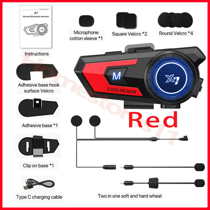 tq-x7-ชุดหูฟังบลูทูธ-5-0-แฮนด์ฟรี-สเตอริโอ-mp3-กันน้ํา-สําหรับหมวกกันน็อครถจักรยานยนต์