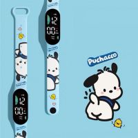 นาฬิกากันน้ำนาฬิกาเด็กเรืองแสง Sanrio Pacha สายซิลิโคนสำหรับเด็ก Jam Tangan Elektronik นักเรียนลายการ์ตูนนาฬิกากีฬา LED สำหรับของขวัญนาฬิกาข้อมือเด็ก