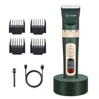 【YF】 Professional Pet Dog Grooming Hair Clipper 4-Speed Quiet Electric Trimmer Haircut Rechargeable Stand Base Cordless Kit