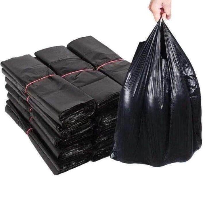 Black Disposable Garbage Bag Plastic Sturdy T Shirt Bags Thickened Grocery  Bags Durable 50Pcs New