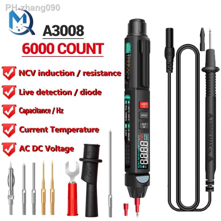 a3008-digital-multimeter-auto-intelligent-6000-precision-counts-sensor-pen-tester-noncontact-voltage-meter-multimetre-polimetro