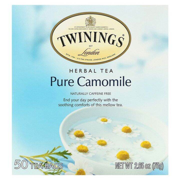 [PREORDER] Twinings, Herbal Tea, Pure Camomile, Caffeine Free, 50 / 25 Tea Bags, (75 g) (ETA