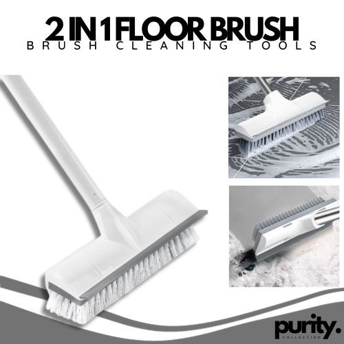 2 in 1 Floor Brush Scrub Brush with Adjustable Stainless Metal