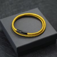 New In 4mm Keel Rope Bracelet For Men Stainless Steel Luxe Braclet Homme Press Lock Clasp Cord Macrame Braslet Pulsera Tela Gift Charms and Charm Brac