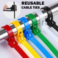 50pcs/bag Plastic Reusable Cable Zip Ties Releasable Nylon Fixed Binding Disassembly May Loose Slipknot Wrap Zip Bundle Ties