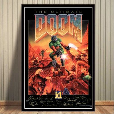 Halo วิดีโอเกม Ultimate Doom คลาสสิกภาพวาดผ้าใบโปสเตอร์และพิมพ์ภาพผนังศิลปะสำหรับตกแต่งห้องนั่งเล่น Cuadros