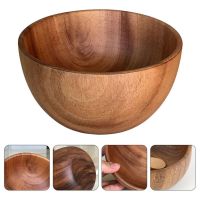 ETXWooden Salad Bowl Fruit Bowl Household Rice Bowl Cooking Kitchen Restaurant Drop Resistant Portable Smooth Not Easy To Break