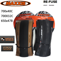 【COD】Maxxis Re-FUSE 700x32C 40C พับไม่มียางพร้อม Off-Road สีเหลืองขอบยางป้องกันการเจาะจักรยานเสือภูเขาเคฟลาร์650x47B