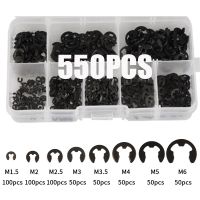 【YF】 550pcs E Clip Snap Circlip Washer 65Mn Black Steel Shaft External Retaining Ring for M1.5 M2 M2.5 M3 M3.5 M4 M5 M6