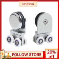 N73VHRHM 2ชิ้นลูกกลิ้งประตูอาบน้ำกระจกบอลอะลูมินัมอัลลอยสไลด์ประตูบานเลื่อนรางล้อเลื่อนรอกสายพานห้องน้ำในบ้าน