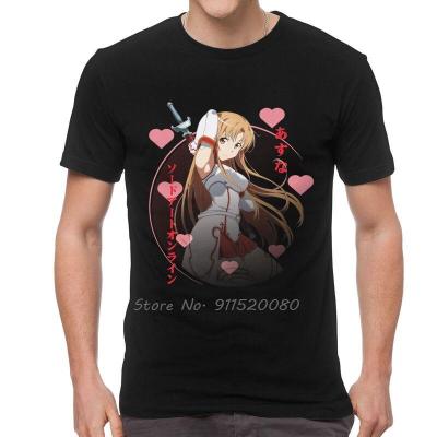 Sword Art Online T-Shirt Men Fashion T Shirts Short Sleeve Anime Manga Yuuki Asuna Kirito Tshirts Cotton Tees Top Clothes