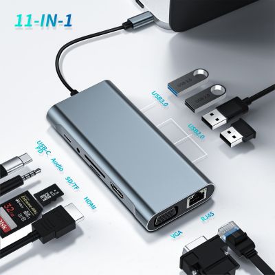 Usb Hub 3 0 Type-C Splitter เพื่ออะแดปเตอร์ Usb Hdmi ตัวอ่านการ์ด VGA หลายพอร์ตแท่นวางมือถือ Usb สำหรับโน้ตบุ๊ค Macbook แล็ปท็อป