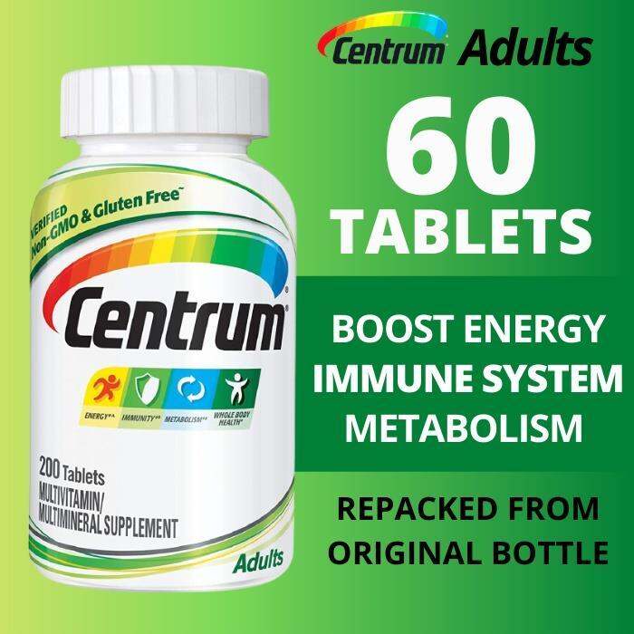 CENTRUM Multivitamins for ADULT 60 Tablets Complete Vitamin C Vitamin D Vitamin E Magnesium Zinc