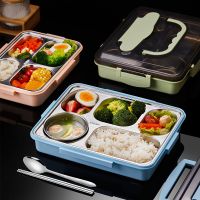 ◘ Lunch box 304 stainless steel plate student canteen Microwae heating bento portable fast food insulation Compartments lunch box