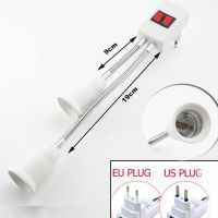 EU/US Plug to Dual E27 Socket Light Base Conversion LED Lamp Bulb AC 110-220V Adapter Converter Flexible Holder On/Off Switch