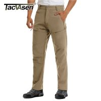 TACVASEN Winter Tactical Fleece Lined Trousers Mens Warm Multi-Pockets Cargo Work Trousers Rip-stop Hiking Skiing Hunt Pants Man