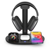 4in1 headphone holder for Airpods Max detachable headphone holder hook Wireless charger for IOS mobile phone  watch  Bluetooth