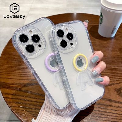 （cold noodles） Lovebay ใส3D นักบินอวกาศกรณีโทรศัพท์สำหรับ iPhone 13 12 11 Pro Max XS Max XS XR X XS กันกระแทกปกคลุมด้วยแหวนสีลูกอม