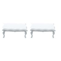 2X 1/12 Dollhouse Miniature Furniture Wave-Edged Wooden Coffe/End Table - White