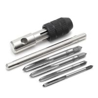 5 Pcs T Type Hand Screw Thread Taps Drill Kit M3 M4 M5 M6 Set w/Wrench