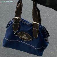 APE♘Vivienne Westwood West Pacific After Saturn กระเป๋าโท้ทสไตล์วินเทจหญิงจี้สร้อย22กระเป๋าสะพายข้างเดินทางย้อนยุคความจุสูง