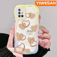 YIWESAN เคสปลอกสำหรับ Samsung Galaxy A72 4G A72 5G เคส A71ลายการ์ตูนแฟชั่นน่ารักขอบคลื่นเนื้อครีมนิ่มเคสโทรศัพท์โปร่งใสปลอกซิลิโคนกันกระแทกป้องกันเลนส์กล้องเคสใส