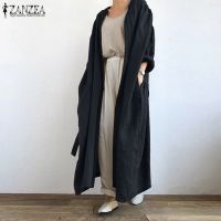 ZANZEA Women Long Sleeve Casual Side Pockets Loose Belted Cardigans