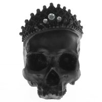 1:1 Lifesize Skull King Statue Diamond Crown Black Skull Monarchs Figurine Regal Crown Skeleton Sculpture Gothic Desktop Decor