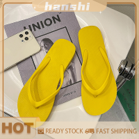 hanshi [2023 new HOT FASHION] lazlook รองเท้าฟลิปฟล็อปใส่ในบ้านชายหาดกันลื่นเรียบสีลูกกวาดแบบเรียบง่ายของผู้หญิง