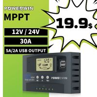 POWERWIN MT01 MPPT 30A Solar Controller 12V 24V Auto Solar Cell Panel Charger Regulator Dual USB LCD Display For Lifepo4 Battery