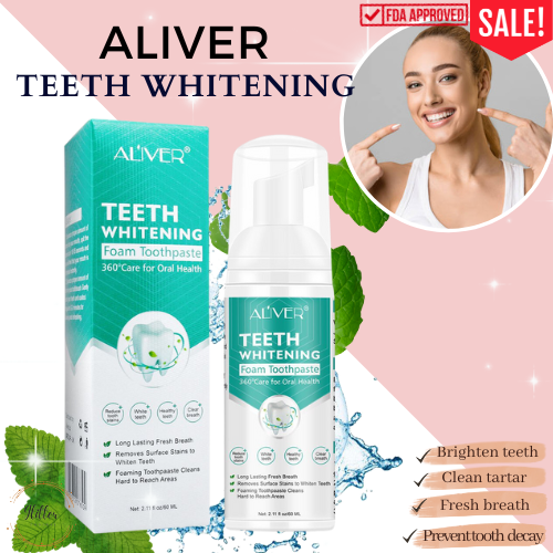 ALIVER Teeth Whitening Mousse Toothpaste Remove Plaque Oral Odor