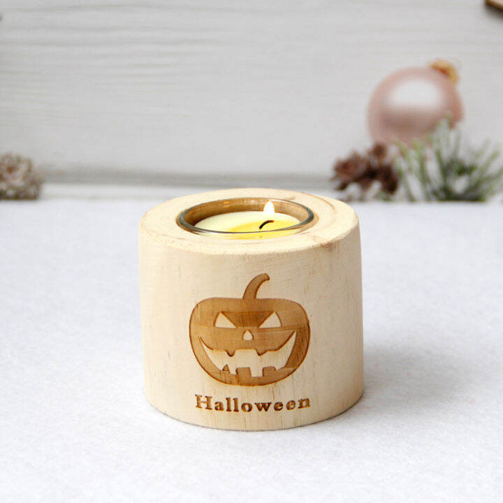 hot-new-tealight-candleholder-wooden-candlesticks-for-halloween-decorative