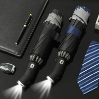 Womens Umbrella Male Man Strong Automatic Folding Inverted Umbrella With LED Flashlight Reflective Rain Sun Reverse Umbrella