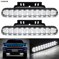 คู่20 LED สีขาว12V รถ Universal ตกแต่ง Light Bar DRL Strip Bright Daytime Running Light กันชนหน้าหมอกขับรถโคมไฟ E4