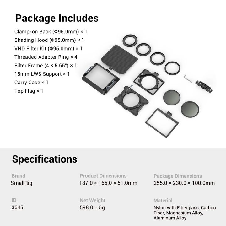 smallrig-matte-box-star-trail-lightweight-multifunctional-modular-v3k-kit-with-95mm-v3k-filter-kit-filter-frame-15mm-lws-support-for-dslr-mirrorless-cameras-3645