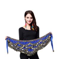 Women Belly Dance Costume Hip Scarf Accessories Belt Skirt Bellydance Coins Silk Scarf Waist Chain Wrap Crystal Adult Dancewear