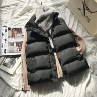 2021 Autumn Winter Korean Style White Black Sleeveless Vest Women Body Warmer Thick Down Cotton Padded Jacket Female Waistcoat