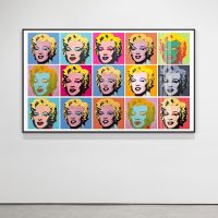 Andy Warhol โปสเตอร์ภาพวาดผ้าใบสีสันสดใสมาริลีนมอนโรมีชื่อเสียงพิมพ์ลายภาพตกแต่งผนังสมัยใหม่สำหรับห้องนั่งเล่นไอเดียของขวัญห้องนอน