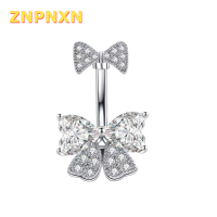 ZNPNXN เพทาย bowknot คริสตัลสะดือปุ่มเจาะสะดือแหวนเครื่องประดับร่างกายสำหรับผู้หญิงแฟชั่นเครื่องประดับเจาะร่างกาย